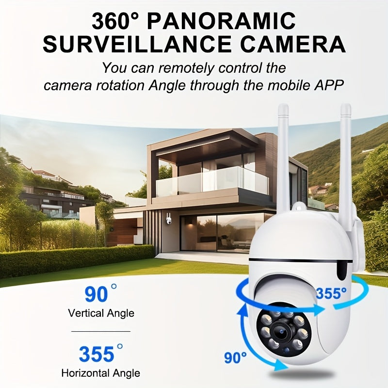 Courtyard Guardian 360° Outdoor Camera Set – 1080P Full-Color Night Vision, Motion Tracking, Wireless 2.4G, App Remote View