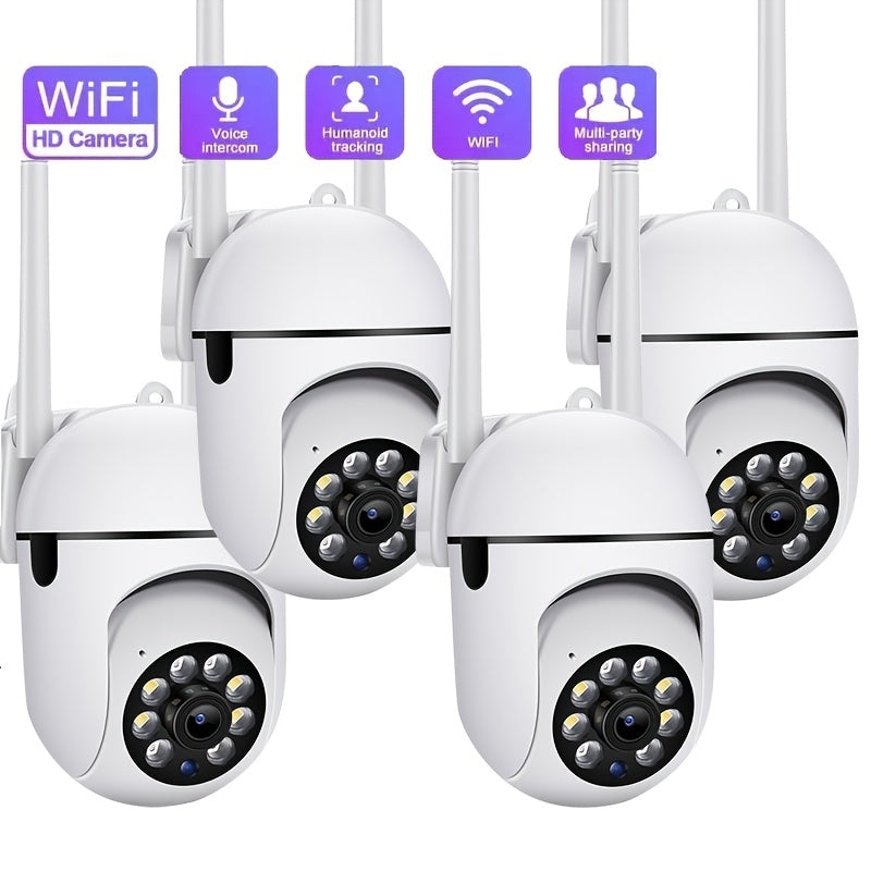 Courtyard Guardian 360° Outdoor Camera Set – 1080P Full-Color Night Vision, Motion Tracking, Wireless 2.4G, App Remote View